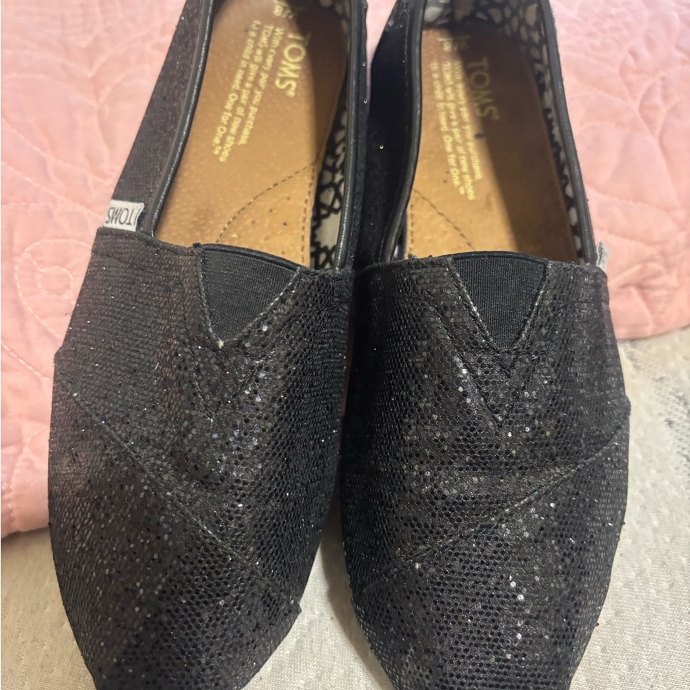 TOMS Glittery Black Slip-Ons